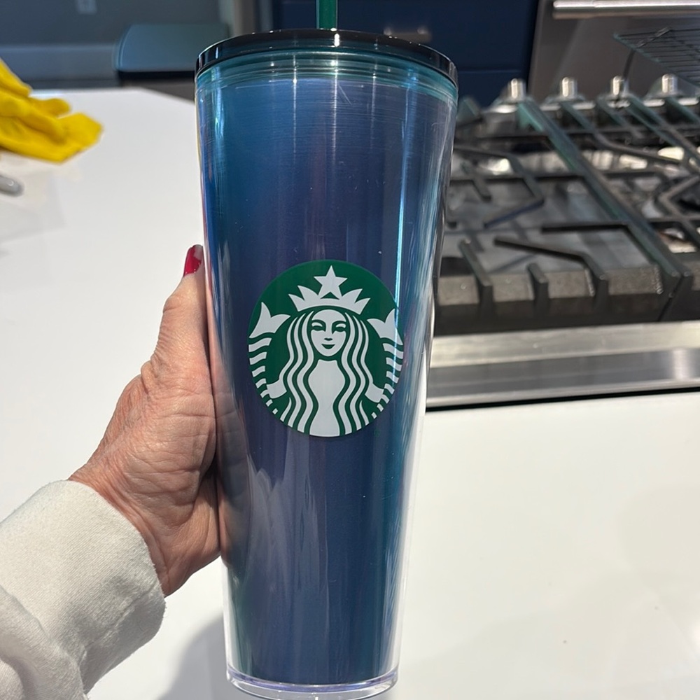 Starbucks Blue Tumbler with Green Logo
